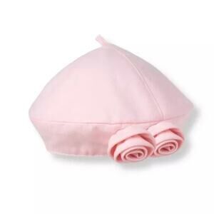 Janie and Jack Light Pink Rosettes Elastic Band Soft Baby Beret 3 to 6 Months